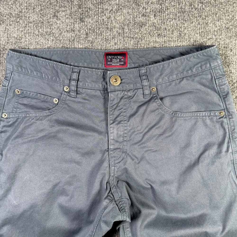 UNTUCKit 5 Pocket Pant Mens 30x29 Blue Grey Relaxed Fit Pima Cotton Chino